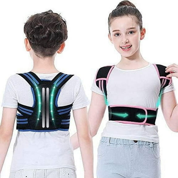 Back Brace Posture Corrector for Kids, Back Straightener Posture Corrector, Scoliosis and Hunchback Correction, Under Clothes Adjustable Upper Back Posture Brace for Teens, Spinal Supportor, Blue, L
