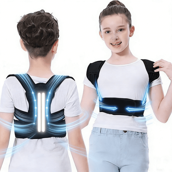 Back Brace Posture Corrector for Kids, Back Straightener Posture Corrector, Scoliosis and Hunchback Correction, Under Clothes Adjustable Upper Back Posture Brace for Teens, Spinal Supportor, Black, L