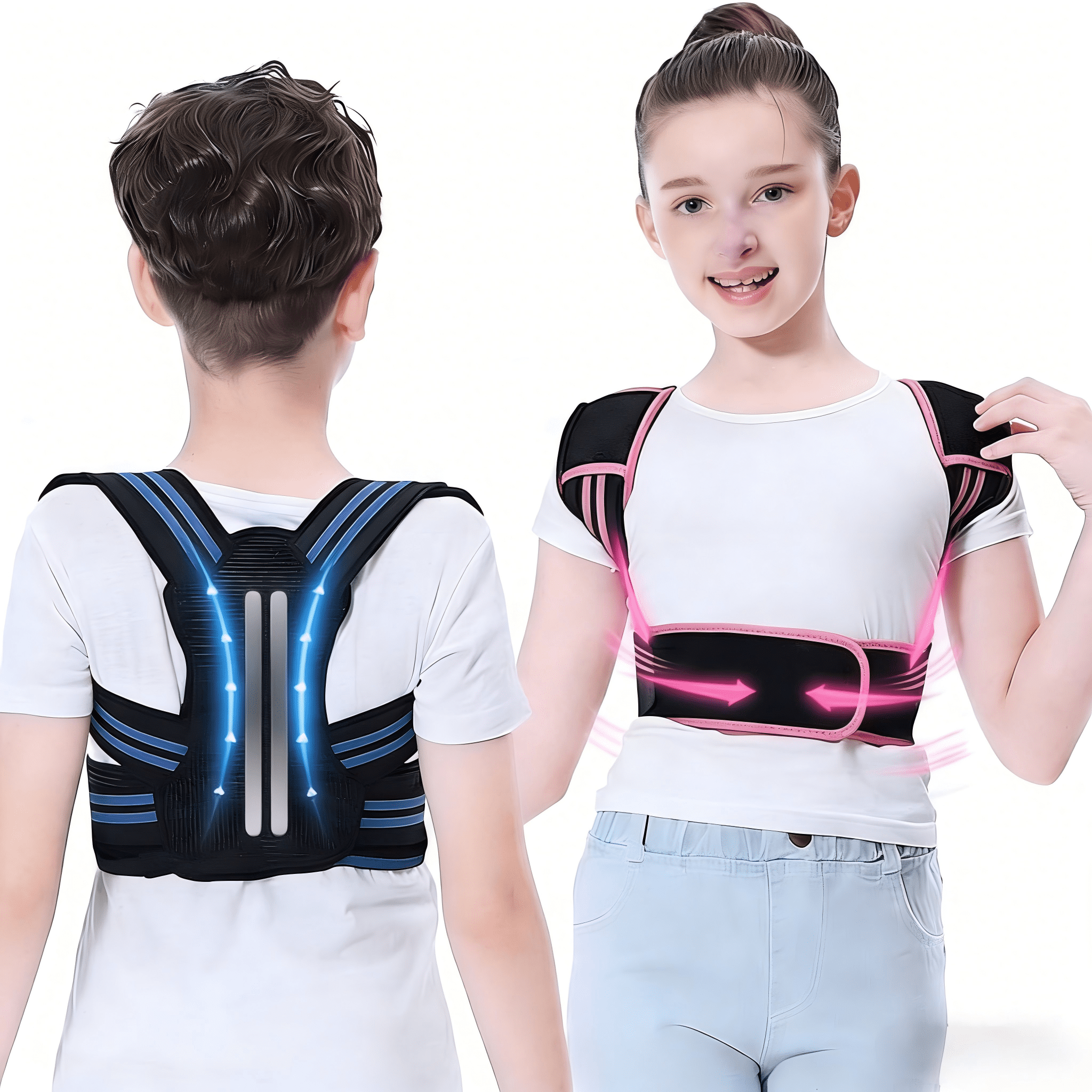Back Brace Posture Corrector for Kids, Back Straightener Posture Corrector, Scoliosis and Hunchback Correction, Under Clothes Adjustable Upper Back Posture Brac