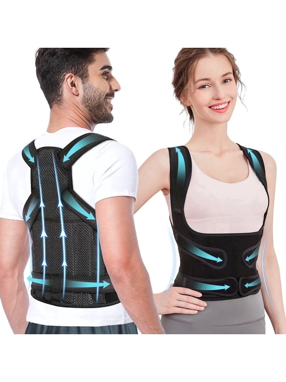 Back Brace Posture Corrector, Shoulder Straightener, Adjustable Full Back Support for Women and Men, Upper and Lower Back Pain Relief - Scoliosis, Hunchback, Hump, Thoracic, Spine Corrector - Small