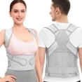 thumbnail image 1 of Back Brace Posture Corrector, Shoulder Straightener, Adjustable Full Back Support for Women and Men, Upper and Lower Back Pain Relief - Scoliosis, Spine Corrector, Gray - Medium, 1 of 7