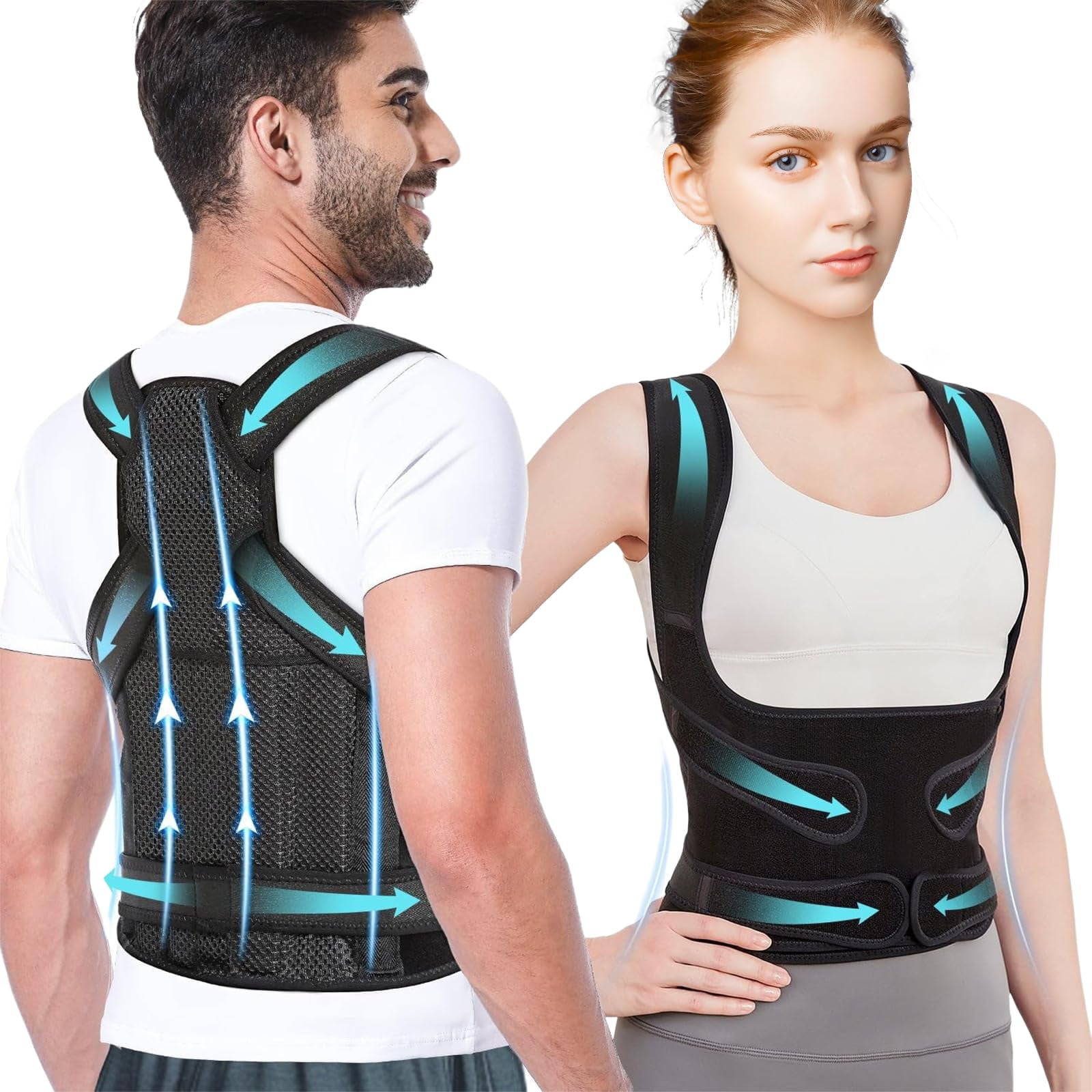 Back Brace Posture Corrector for Women & Men, Adjustable Shoulder Straightener with Full Back Support, Relief for Upper and Lower Back Pain, Scoliosis, Hunchback & Spine Alignment