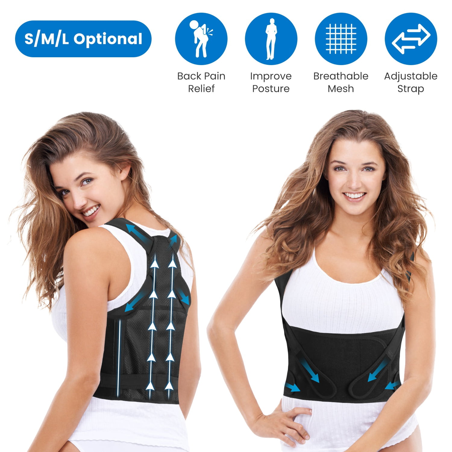 Back Brace Posture Corrector for Women and Men Adjustable Shoulder Straightener for Improving Back Posture Full Back Brace Support Comfortable Upper and Lower Back (S)