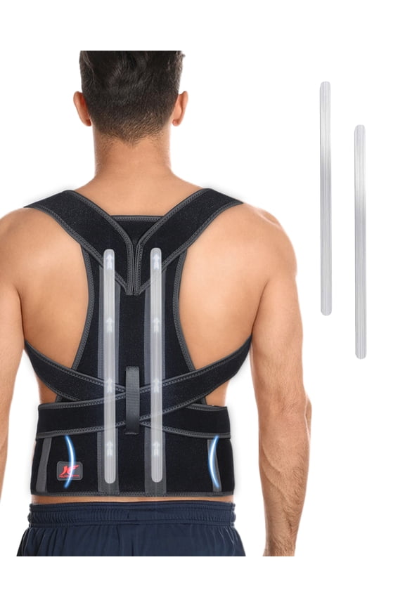 Back Brace Posture Corrector for Women and Men, Lower and Upper Back Pain Relief, Hunchback and Scoliosis Straightener with 2 Removable Metal Splints Support, Adjustable Straps Belt Waist Trainer