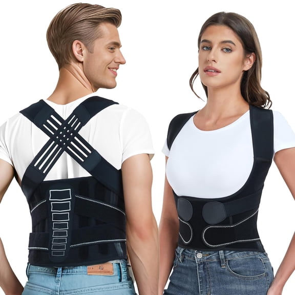 Back Brace Posture Corrector for Women and Men with Spine Vertical Alignment System, Lower Back Pain Relief, Back Straighter Instant Posture Corrector - Scoliosis Large