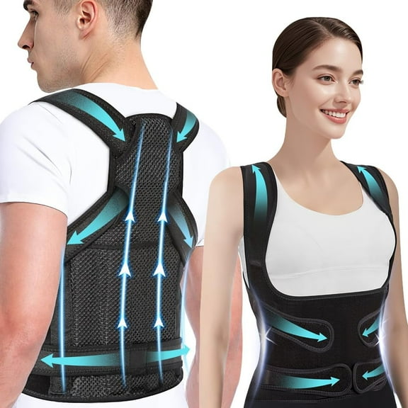 Back Brace Posture Corrector for Women & Men（Black / M）