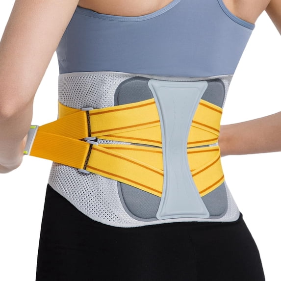Back Brace for Lower Back Pain Relief, Adjustable Lumbar Support Belt with Steel Plates, Dual Compression, Breathable 3D Knit Fabric
