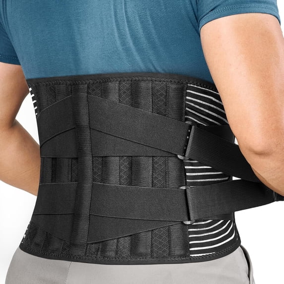 Back Braces for Lower Back Pain Relief with 6 Stays, Breathable Back Support Belt for Men/Women for work , Anti-skid lumbar support belt with 16-hole Mesh for sciatica(M)