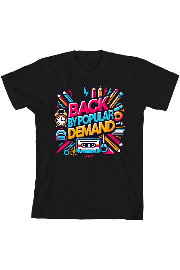 Back By Popular Demand Back To School Adult Black Crew Neck Short Sleeve Tee-Large