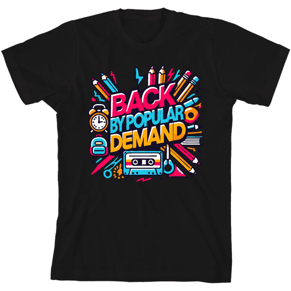 Back By Popular Demand Back To School Adult Black Crew Neck Short Sleeve Tee-Medium