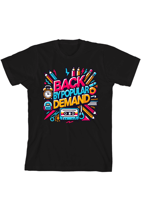 Back By Popular Demand Back To School Adult Black Crew Neck Short Sleeve Tee-Small