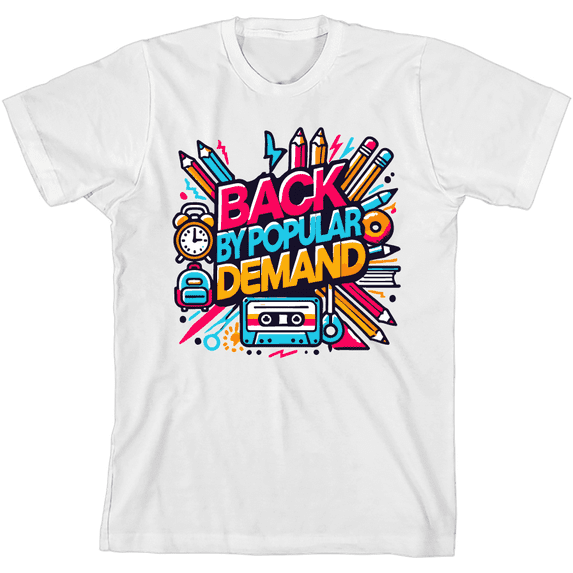 Back By Popular Demand Back To School Adult White Crew Neck Short Sleeve Tee-Small