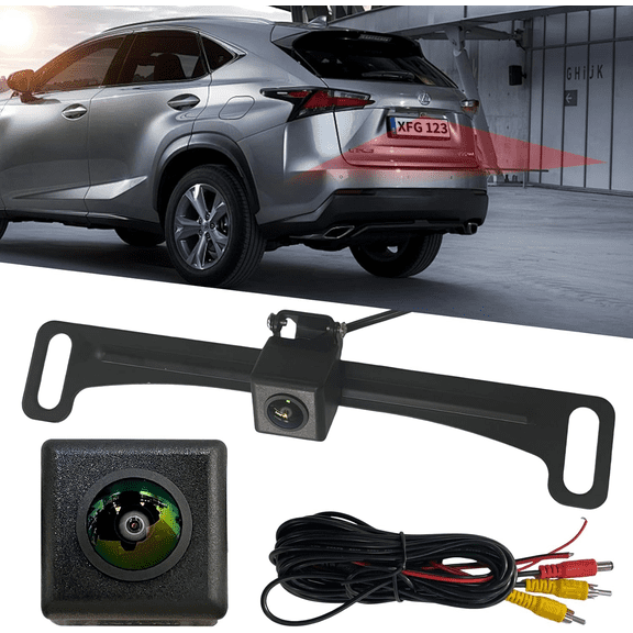 Back Up Camera for Cars, Metal Housing License Plate Reverse Camera with 170 Degree Wide View Angle, Clear Night Vision IP69K Waterproof Backup Camera for Car Vehicle, SUV, RV, Pickup and More