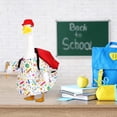 thumbnail image 1 of Back to Campus Porch Goose Outfit for 23 Inch Cement or Plastic Goose, ABC Print Shirt, Red Hat and Backpack, Fun Clothes for Garden Yard Outdoor Decor, 1 of 5