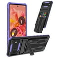 thumbnail image 1 of Back Card Holder Case for Google Pixel 6 2021[5G], Pixel 6 Cover 2021, Allytech Hard PC + Soft TPU Hybrid Protection Hands-Free Stand Bracket Anti-Slip Grip Cover for Pixel 6 2021, Purple, 1 of 9