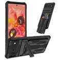thumbnail image 1 of Back Card Holder Case for Google Pixel 6 2021[5G], Pixel 6 Cover 2021, Allytech Hard PC + Soft TPU Hybrid Protection Hands-Free Stand Bracket Anti-Slip Grip Cover for Pixel 6 2021, Black, 1 of 9