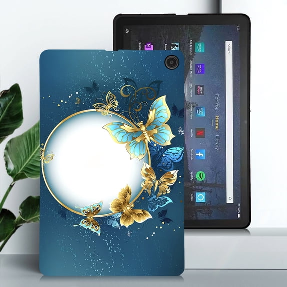 Back Case for Amazon Fire Max 11 13th Generation 2023, Soft TPU Material, Luxury Pattern Ultra Slim Lightweight Heat Dissipation Drop Protective Tablet Case with Stylus Holder - Butterfly Flower