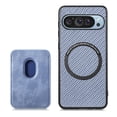 thumbnail image 1 of Back Case Compatible with Google Pixel 9 / 9 Pro, Stylish Carbon Fiber Magsafe Detachable Card Slot Shockproof Drop Protective Ultra Slim Phone Case Cover for Google Pixel 9 / 9 Pro, Blue, 1 of 11