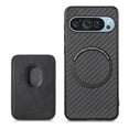 thumbnail image 1 of Back Case Compatible with Google Pixel 9 / 9 Pro, Stylish Carbon Fiber Magsafe Detachable Card Slot Shockproof Drop Protective Ultra Slim Phone Case Cover for Google Pixel 9 / 9 Pro, Black, 1 of 11