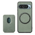thumbnail image 1 of Back Case Compatible with Google Pixel 9 Pro XL, Stylish Carbon Fiber Magsafe Detachable Card Slot Shockproof Drop Protective Ultra Slim Phone Case Cover for Google Pixel 9 Pro XL, Green, 1 of 11