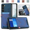 thumbnail image 1 of Back Case Compatible with Samsung Galaxy S21 Ultra, Classic Card Slot Back Anti-Scratch Support Magnetic Car Mount PU Leather + Denim + TPU Phone Case Cover for Samsung Galaxy S21 Ultra, Blue, 1 of 9