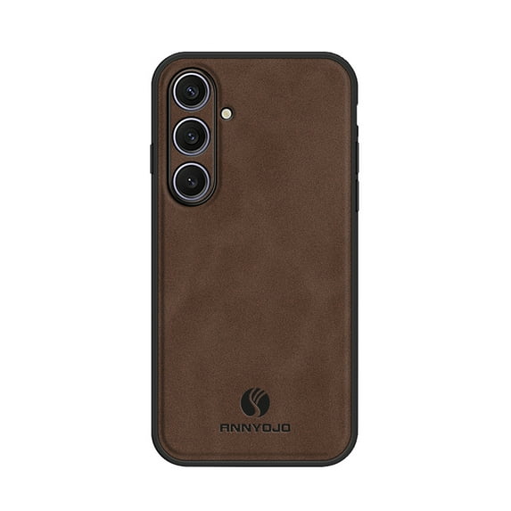 Back Case Compatible with Samsung Galaxy S24, Classic Anti-Scratch PU Leather Shockproof Protective Thin Fit Skin Friendly Phone Case Cover Designed for Samsung Galaxy S24, Brown