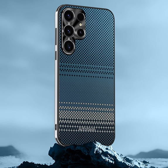 Back Case for Samsung Galaxy S24 Ultra, PC + TPU Material, Luxury Drop Protective Ultra Slim Shockproof Lightweight Anti-Scratch Woven Texture Anti-Scratch Cover for Samsung Galaxy S24 Ultra, Blue