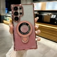 thumbnail image 1 of Back Case for Samsung Galaxy S25 with MagSafe Bracket & Camera Lens Protector & Glitter Card & Clear Back, Plating Stylish Anti-Scratch Phone Cover for Samsung Galaxy S25, Pink, 1 of 7