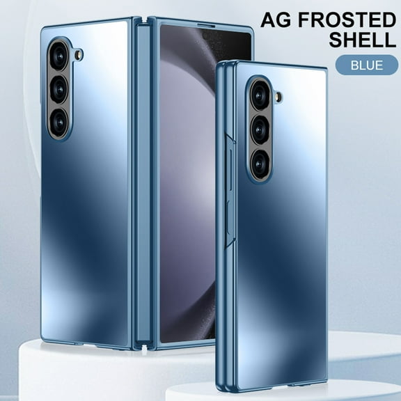Back Case for Samsung Galaxy Z Fold 6, PC + TPU Material, Luxury Frosted Drop Protective Ultra Slim Shockproof Lightweight Anti-Scratch Men Women Anti-Fingerprint Cover for Z Fold 6, Blue