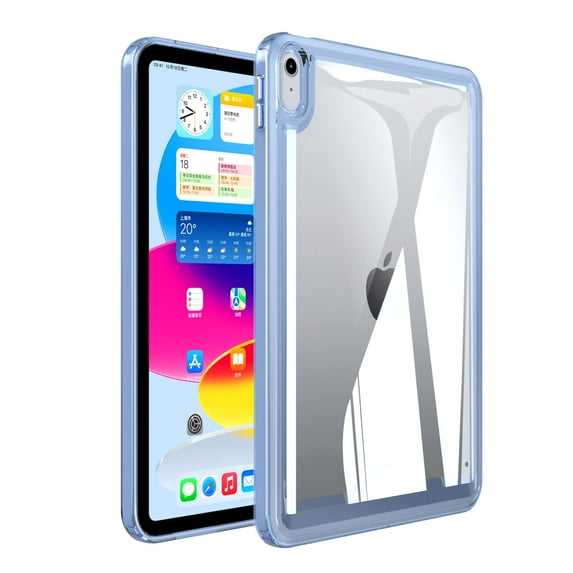 Back Case for iPad 10th Gen 10.9" 2022, Slim Clear Transparent Back Cover with Shockproof Acrylic Back + Soft TPU Bumper Frame Anti-Fingerprint Lightweight for iPad 10th Gen, Blue
