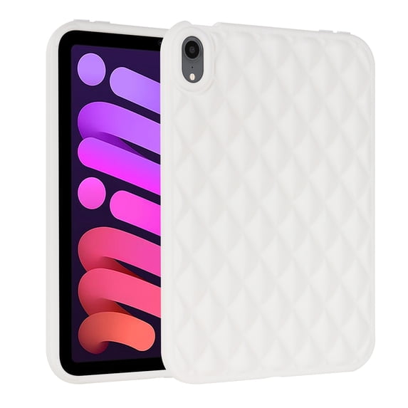 Back Case for iPad 9th Gen 2021/8th Gen 2020/7th Gen 2019, Stylish Diamond Texture Soft TPU Anti-Slip Lightweight Ultra Slim Drop Protective Shockproof Cover for iPad 10.2 Inch, White
