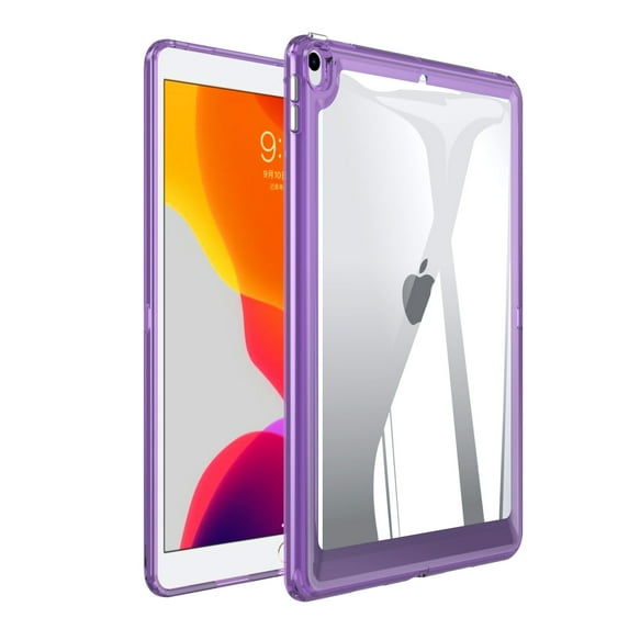 Back Case for iPad Pro 10.5" 2017/Air 3 2019, Slim Clear Transparent Back Cover with Shockproof Acrylic Back + Soft TPU Bumper Frame Anti-Fingerprint Lightweight, Deeppurple
