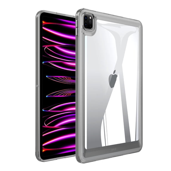 Back Case for iPad Pro 11 2022/2021/2020/2018/Air 4/Air 5, Slim Clear Transparent Back Cover with Shockproof Acrylic Back + Soft TPU Bumper Frame Anti-Fingerprint Lightweight, Gray