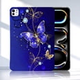 thumbnail image 1 of Back Case for iPad Pro 11" 2024 M4 5th Geneartion, Soft TPU Material, Luxury Pattern Ultra Slim Lightweight Heat Dissipation Drop Protective Tablet Case with Stylus Holder - Blue Butterfly, 1 of 7