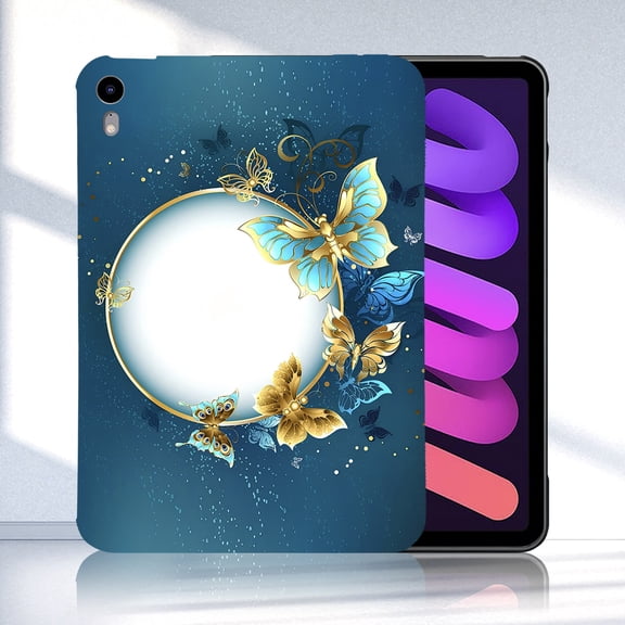Back Case for iPad mini 7 2024/ mini 6 2021, Soft TPU Material, Luxury Pattern Ultra Slim Lightweight Heat Dissipation Drop Protective Tablet Case with Stylus Holder - Butterfly Flower