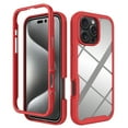 thumbnail image 1 of Back Case for iPhone 15 Pro, Luxury TPU Front Frame PC Clear Back Full Body Shockproof Hybrid 2 In 1 Anti-Scratch Anti-Slip Protective Phone Cover Case for iPhone 15 Pro, Red, 1 of 5