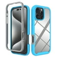 thumbnail image 1 of Back Case for iPhone 15 Pro, Luxury TPU Front Frame PC Clear Back Full Body Shockproof Hybrid 2 In 1 Anti-Scratch Anti-Slip Protective Phone Cover Case for iPhone 15 Pro, Blue, 1 of 5