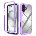 thumbnail image 1 of Back Case for iPhone 16, Luxury TPU Front Frame PC Clear Back Full Body Shockproof Hybrid 2 In 1 Anti-Scratch Anti-Slip Protective Phone Cover Case for iPhone 16, Purple, 1 of 6