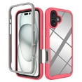 thumbnail image 1 of Back Case for iPhone 16, Luxury TPU Front Frame PC Clear Back Full Body Shockproof Hybrid 2 In 1 Anti-Scratch Anti-Slip Protective Phone Cover Case for iPhone 16, Pink, 1 of 6