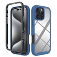 thumbnail image 1 of Back Case for iPhone 16 Pro, Luxury TPU Front Frame PC Clear Back Full Body Shockproof Hybrid 2 In 1 Anti-Scratch Anti-Slip Protective Phone Cover Case for iPhone 16 Pro, Darkblue, 1 of 6