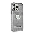 thumbnail image 1 of Back Case for iPhone 16 Pro Max, Crocodile Texture PU Leather + Plating Frame, Hidden Adjustable Kickstand, Support Magnetic Car Mount, Drop Protective Phone Cover for iPhone 16 Pro Max, Gray, 1 of 7