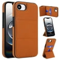 thumbnail image 1 of Back Case for iPhone 16e, Card Slots Kickstand PU Leather Magnetic Button Shockproof Protective Stylish Ultra Slim Phone Case Cover Compatible with iPhone 16e, Brown, 1 of 4