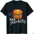 Back Cat Pancakes TShirt Cute Black Cat with Stack of Pancakes Design
