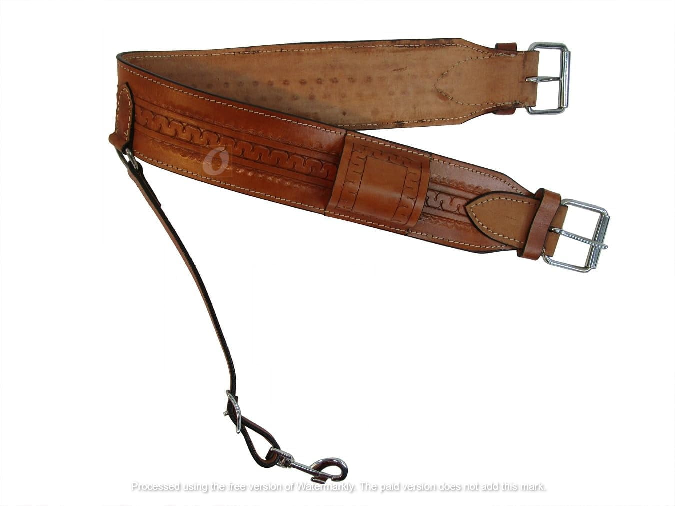 Back Cinch Snake Tooled Brown Leather Rear CINCHES Flank Western Horse