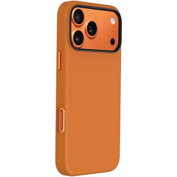 Back Cover Plain Premium PU Leather Shockproof Luxury Phone Protector for iPhone17/17 air/17pro/17promax,Orange,for iPhone 17 Pro