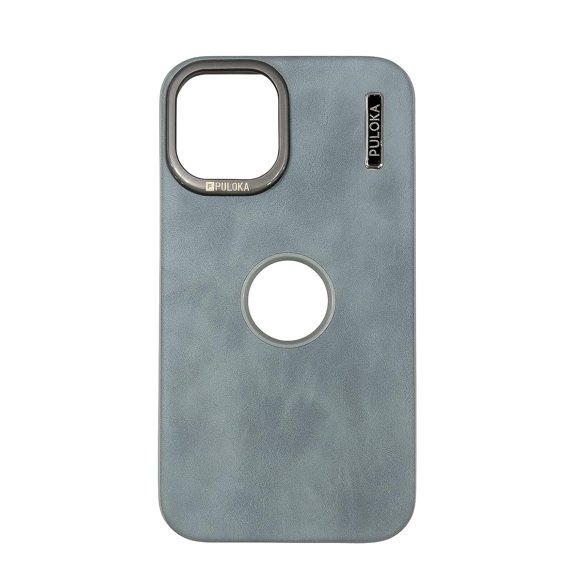 Back Cover – Slim Leather Phone Case with Shockproof Protection & Flexible Fit – PU Leather Case. (Grey, 16 promax)