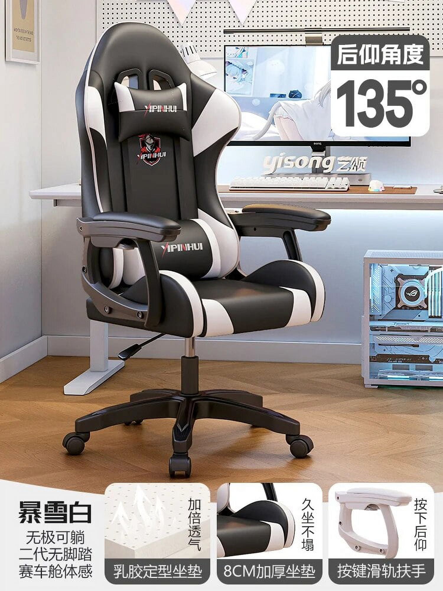 Back Cushion Office Chair Footrest Wheels Glides Mobile Computer Gaming