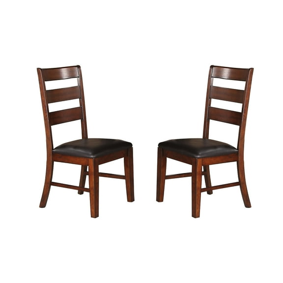 Back Dining Side Chairs, Of 2, Brown. Solid Wood Frame, 250 Lbs Weight Capacity. Comfy Padded Seats, Leather-effect Upholstery. Ideal For Room & Kitchen. 19" D X 23" W 40" H. 16 Lb Each. 12" 41" H