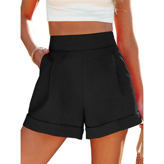 Back Elastic Women High Waist Casual Shorts Pants