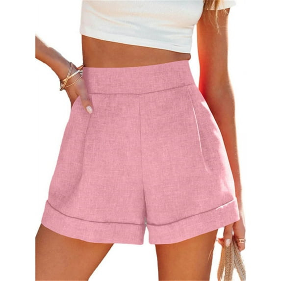 Back Elastic Women High Waist Casual Shorts Pants